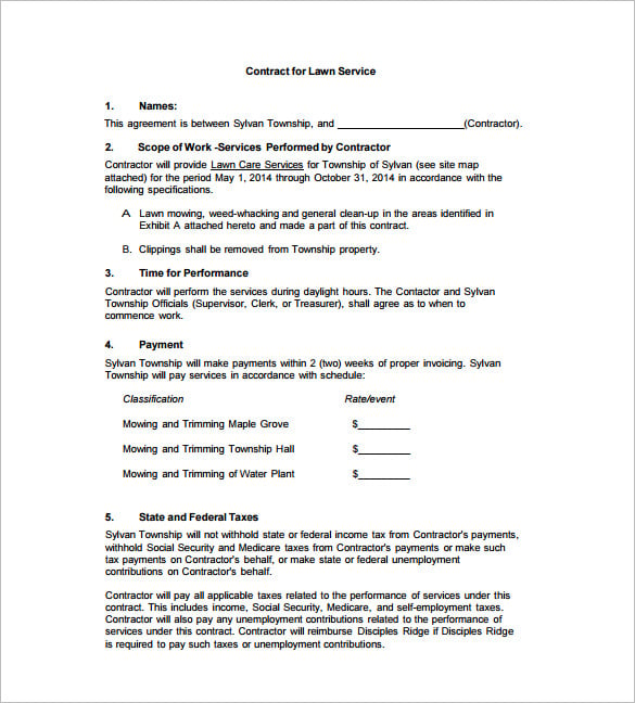 9+ Lawn Service Contract Templates Free Word, PDF Documents Download