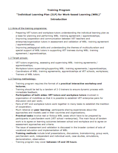 learning plan training schedule template