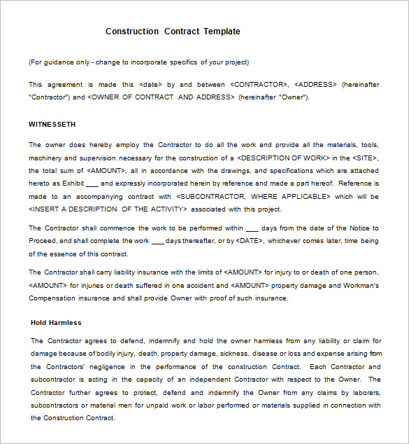 Legal contract template