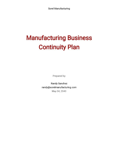 manufacturing business continuity plan template