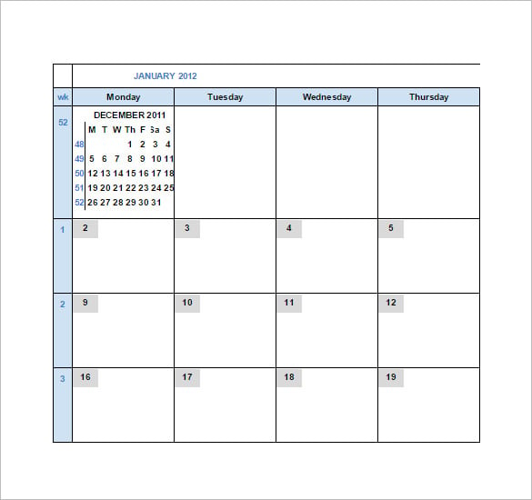 monthly calendar google spreadsheet template free