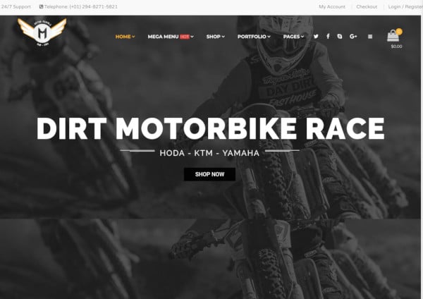 motorcycle online store wordpress theme