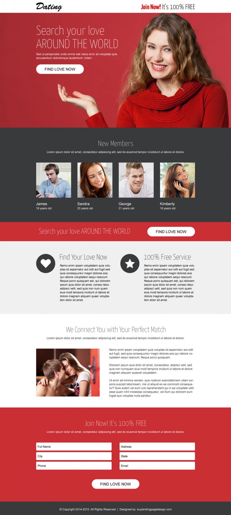 free dating landing page templates