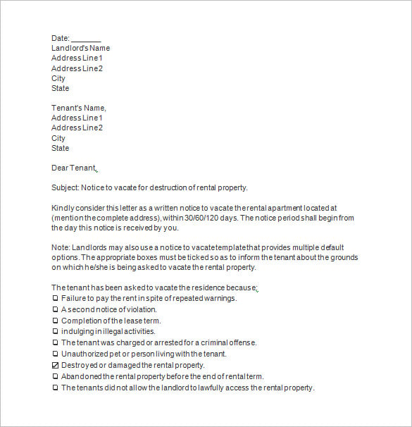 Landlord Letter To Vacate from images.template.net