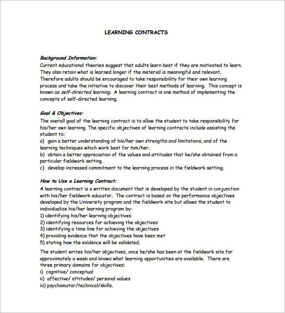 nursing learning contract pdf download