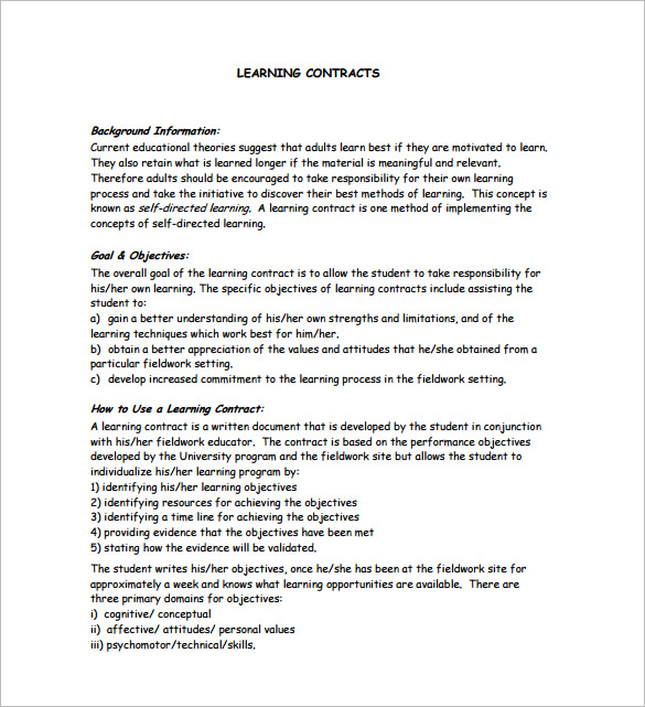 7+ Learning Contract Templates & Samples - PDF, Google Docs, Word