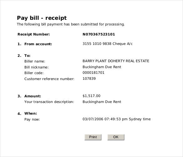 pay bill receipt