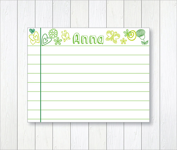 personalized index card for 20