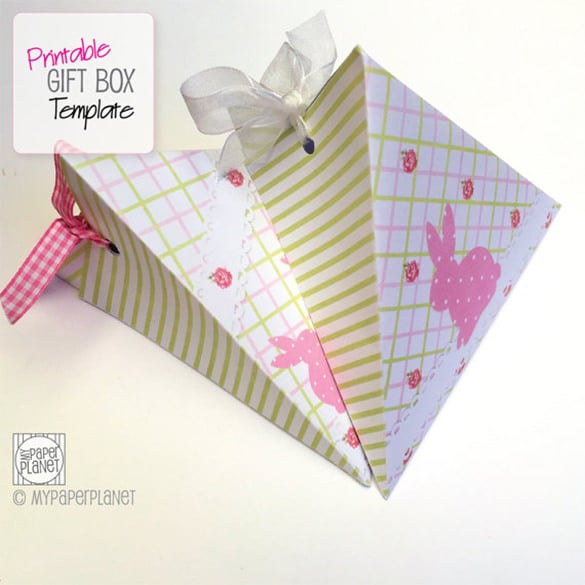 pink-bunny-triangle-gift-box-template