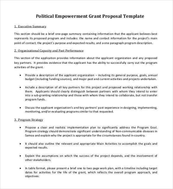 political empowerment grant proposal template