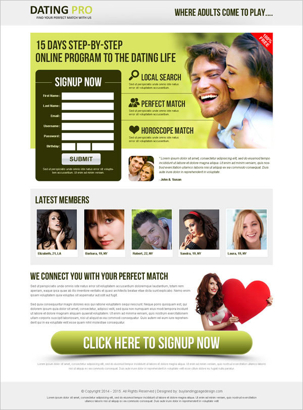 9+ Latest Dating Landing Page Templates