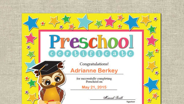 Preschool Certificate Template 16 Free Word Pdf Psd Format Download Free Premium Templates