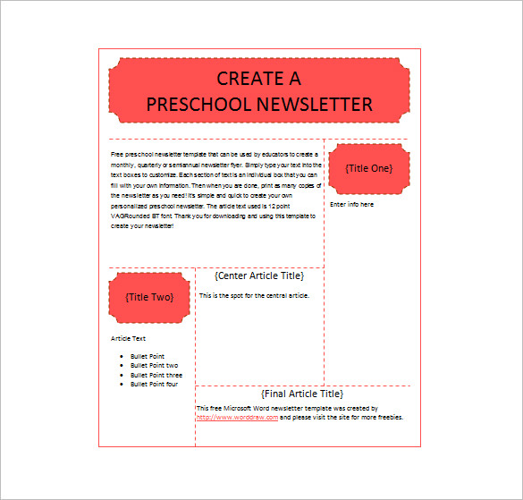 13+ Printable Preschool Newsletter Templates - PDF, Docs