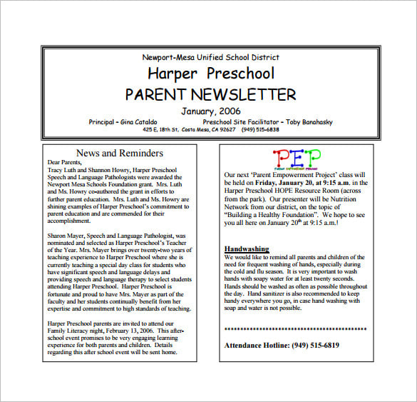 preschool parent newsletter pdf download1