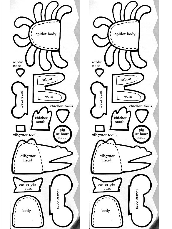 print out animal finger puppet template