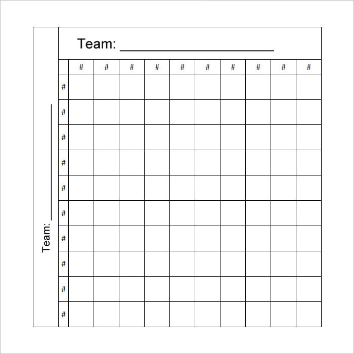 NFL Football Squares Free Google Docs Template
