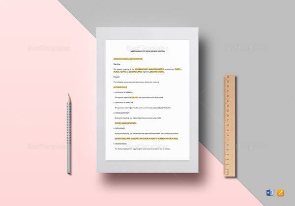 printable minutes for a formal meeting template