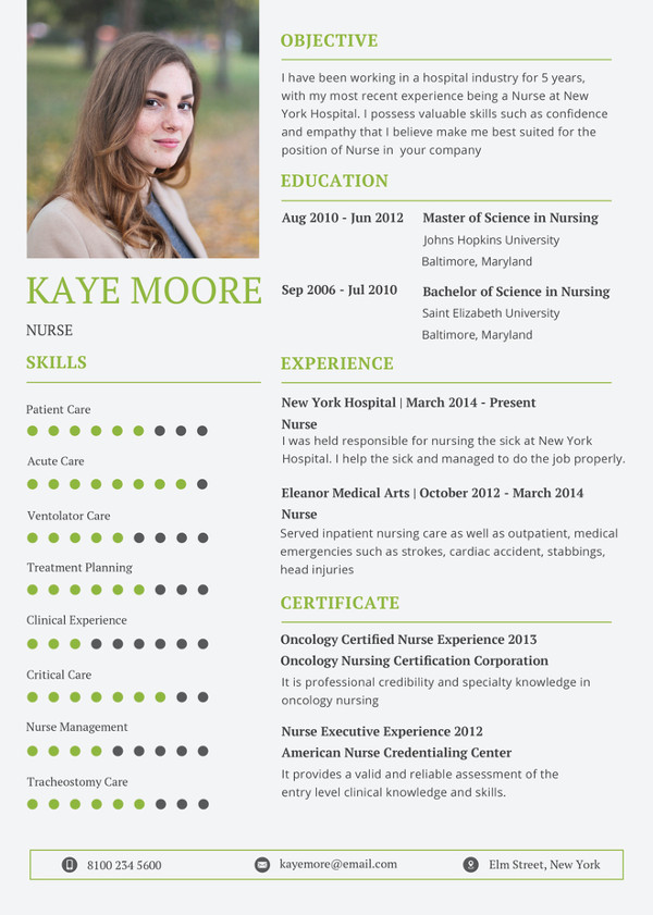 printable nursing resume template