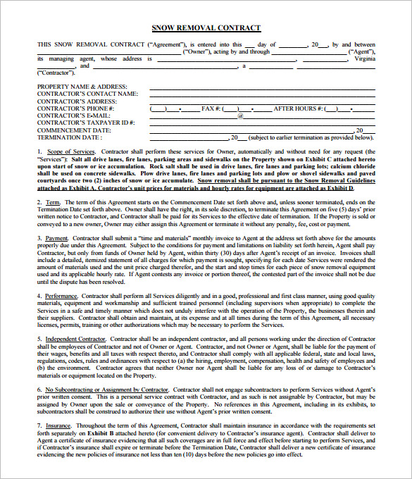 20+ Snow Plowing Contract Templates Google Docs, PDF, Word, Apple Pages