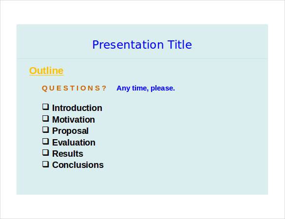 outline of proposal presentation