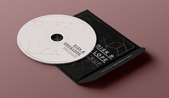 psd cd disk sleeve envelope mockup free download