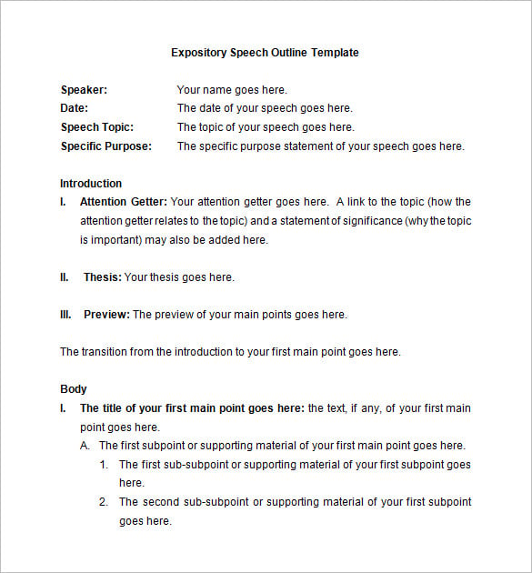 speech plan example
