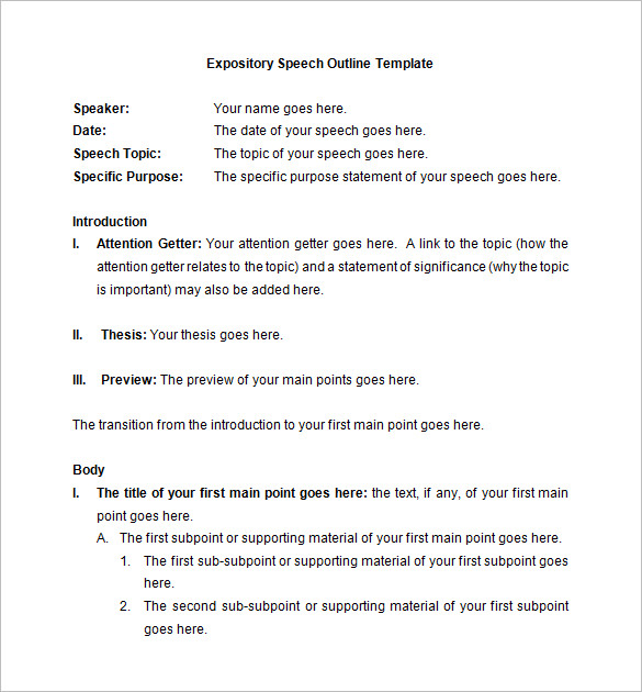 expository speech outline template