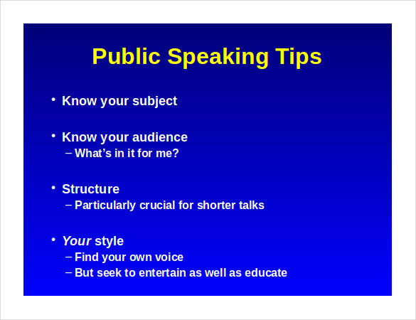 public speaking outline