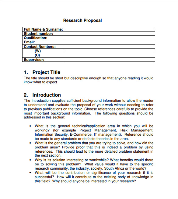 Project proposal resume sample