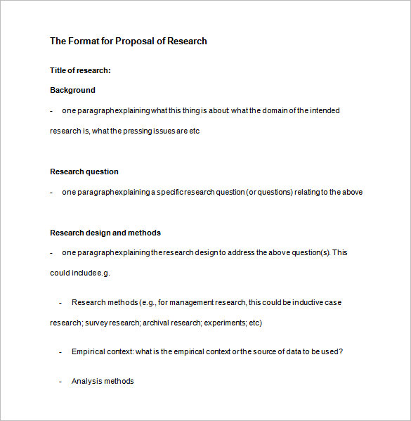 research proposal format