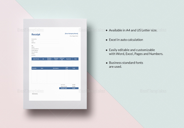 restaurant receipt template