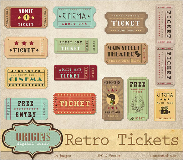 retro ticket designs for movie event