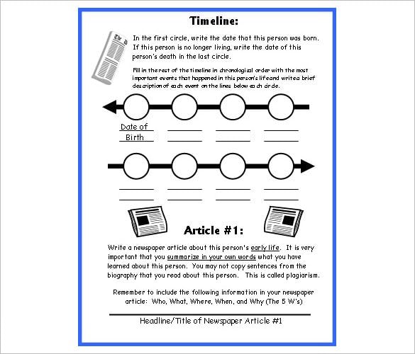 biography timeline template printable