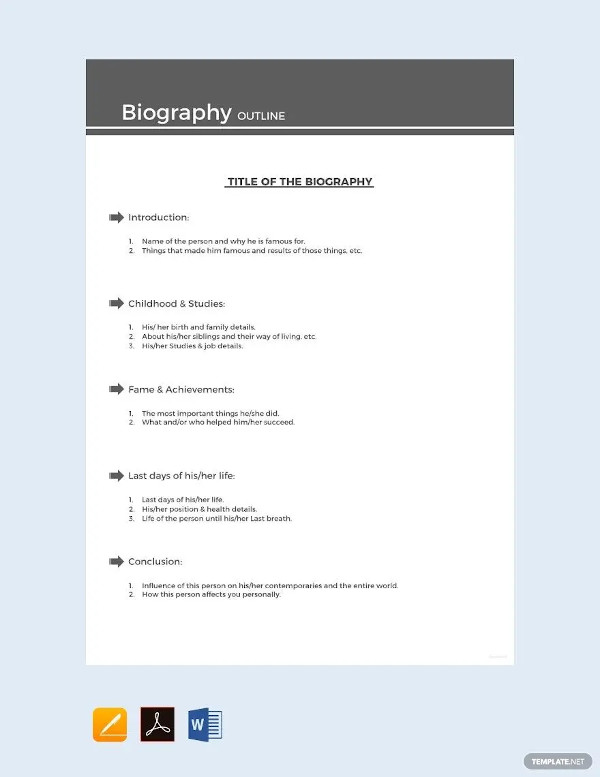 17 Biography Outline Templates Pdf Doc Free And Premium Templates