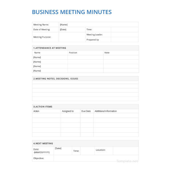 46+ Sample Minutes of Meeting Templates - DOC, PDF