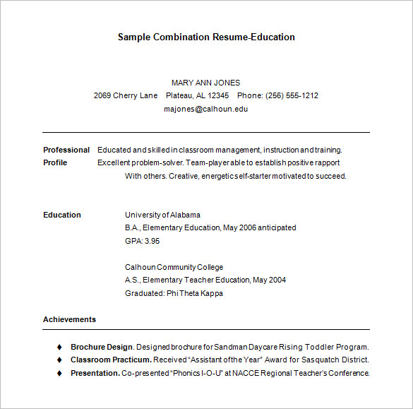 combination resume template microsoft word