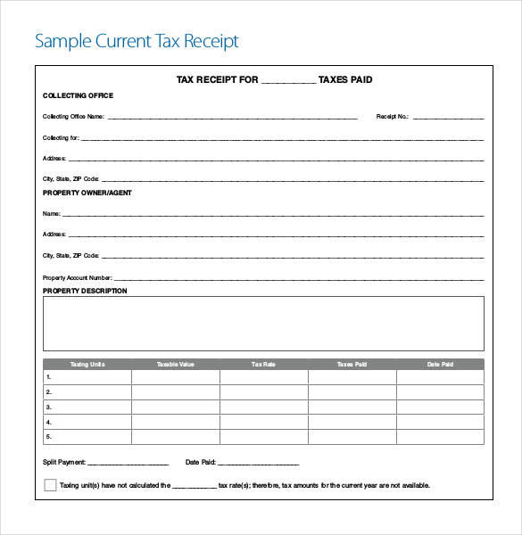 sample current own contribution tax receipt