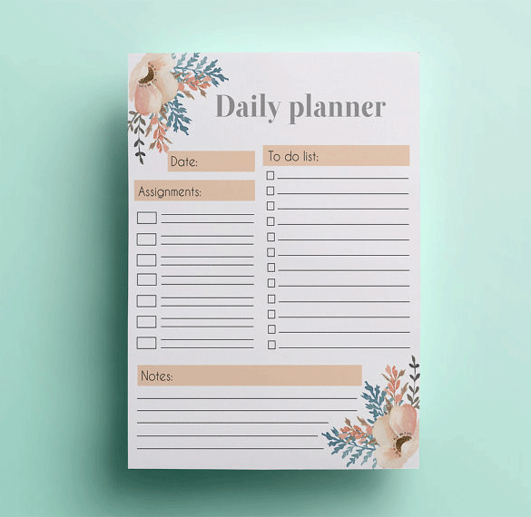 sample day planner template premium download