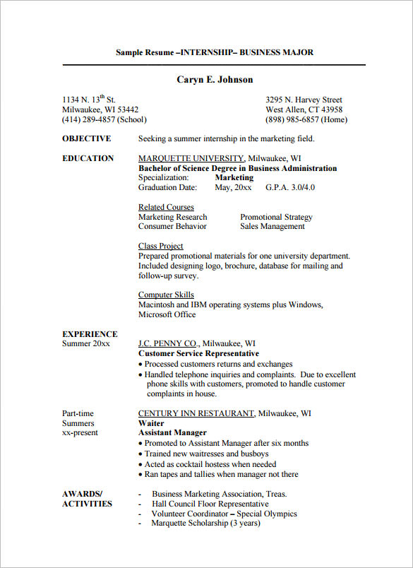 13+ Internship Resume Templates - PDF, DOC