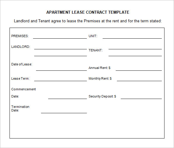 sample lease contract template for apartment free download