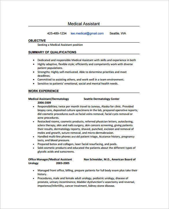 Free medical resume