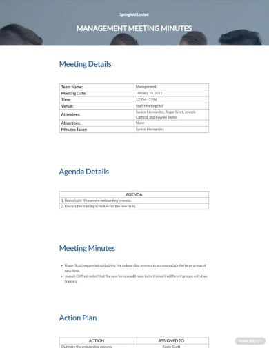 sample minutes of meeting template