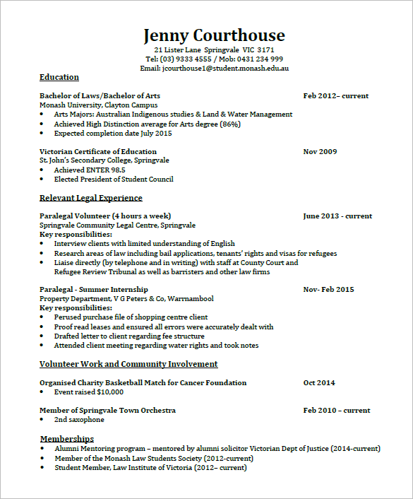sample proffesional lawyer resume pdf format