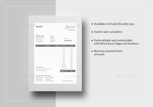 sample receipt template