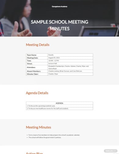 sample school meeting minutes template