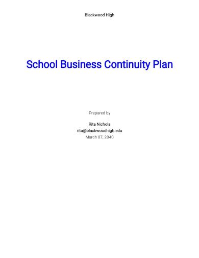school business continuity plan template