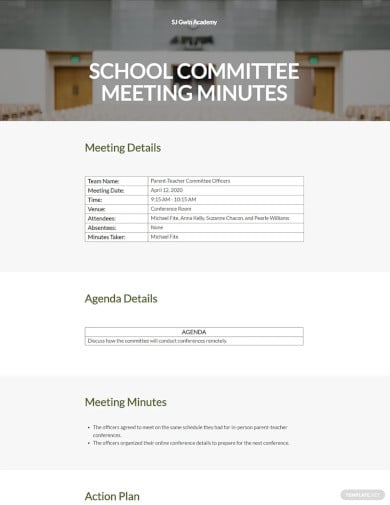 school committee meeting minutes template