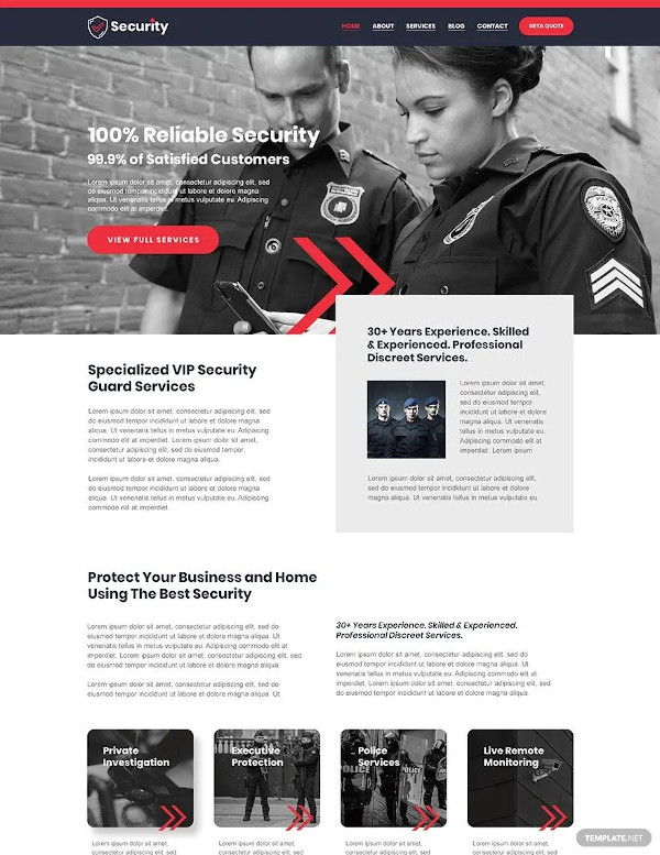 security guard services wordpress theme template
