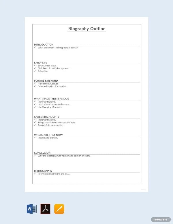 short biography outline template