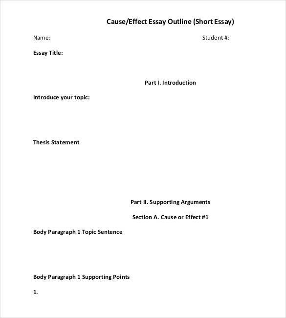 Short Essay Template   Short Essay Outline Template1 